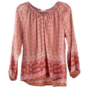 Garnet Hill Women’s Bishop Silk Bohemian‎ Peasant Blouse Sz S